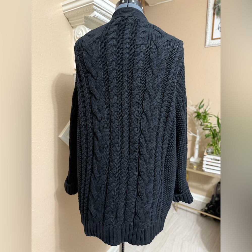 Quince Black Cable Knit Cardigan - Picture 3 of 11